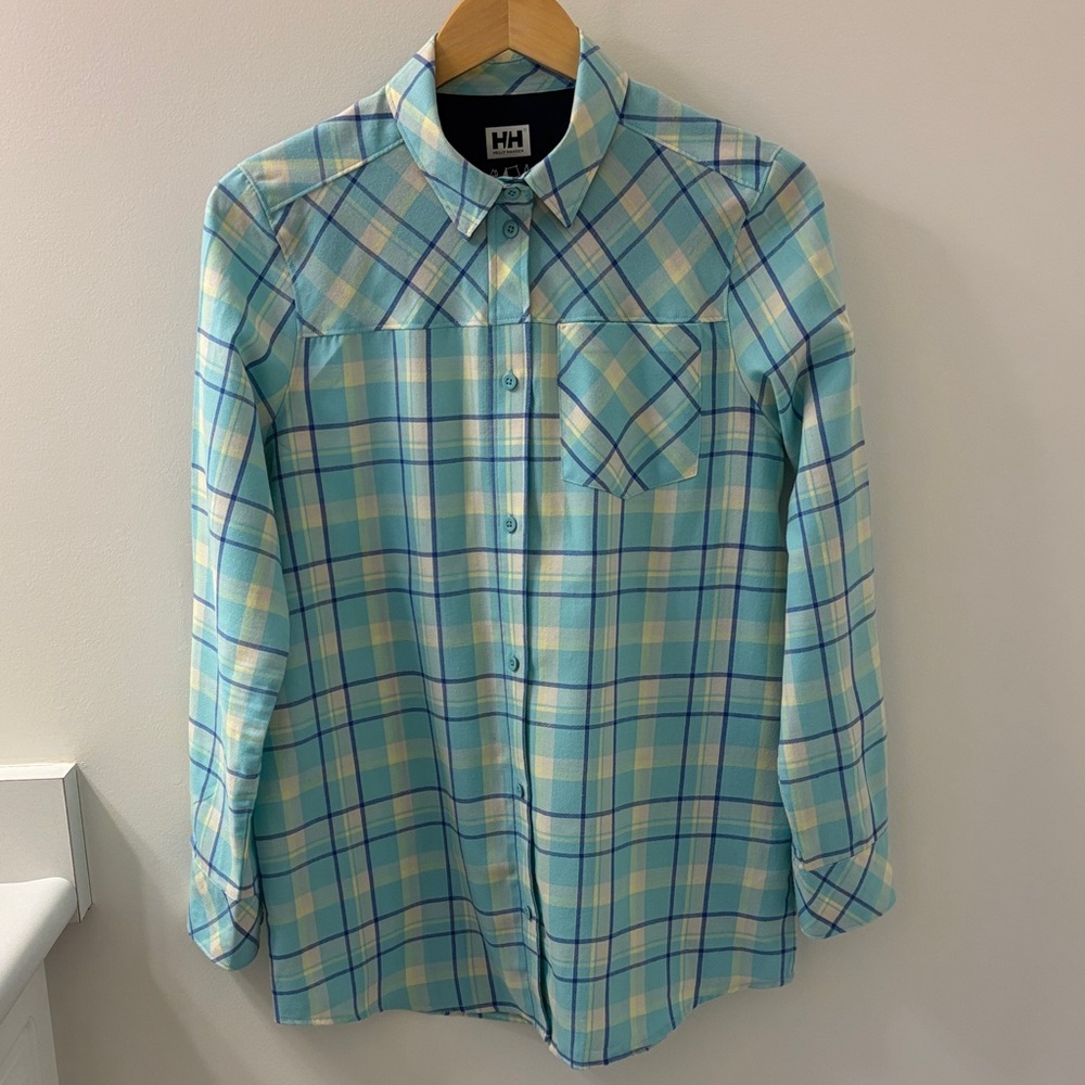HELLY HANSEN Plaid button down flannel shirt, Sz Large.